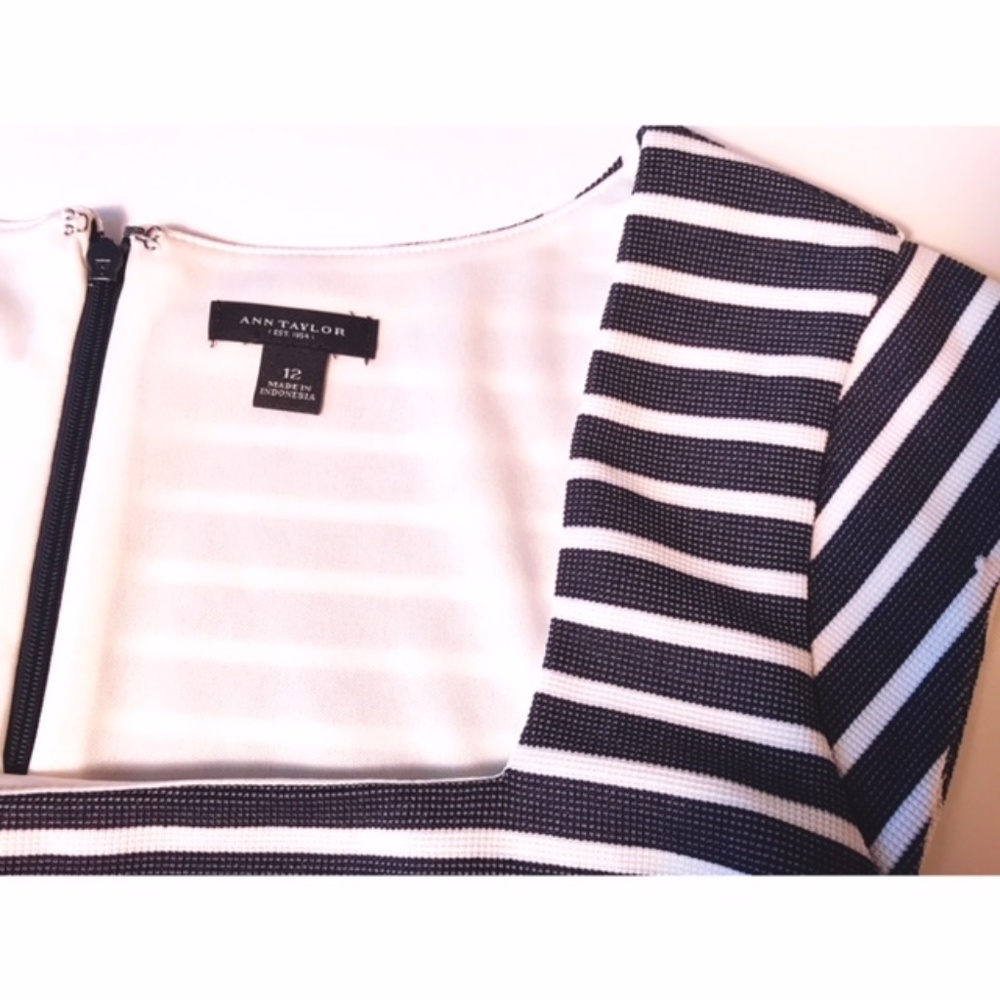 NWOT size 12 navy/white stripe Ann Taylor dress - Picture 3 of 7